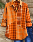 Plaid Patchwork Button Front Shirt