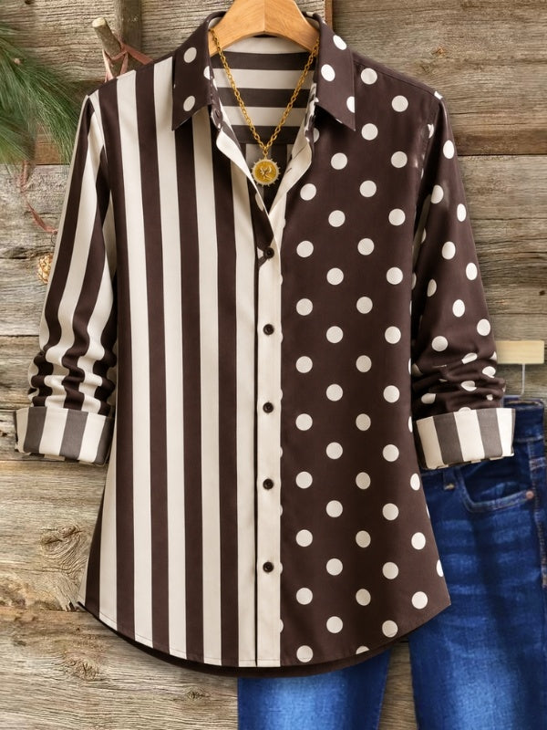 Stripe Polka Dot Patchwork Shirt