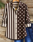 Stripe Polka Dot Patchwork Shirt