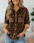 Leopard Print Velvet Button Shirt