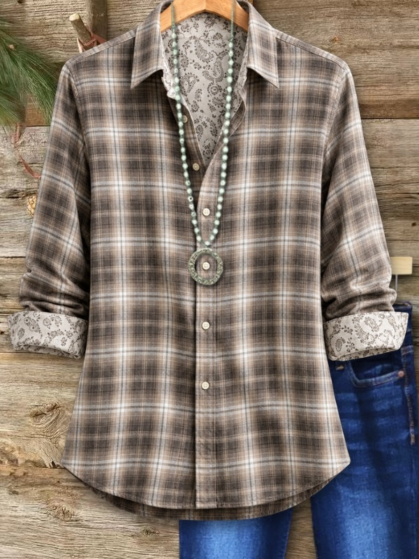 Plaid Paisley Trim Shirt