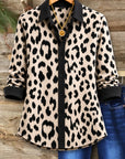 Leopard Print Contrast Collar Shirt