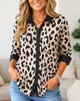 Leopard Print Contrast Collar Shirt