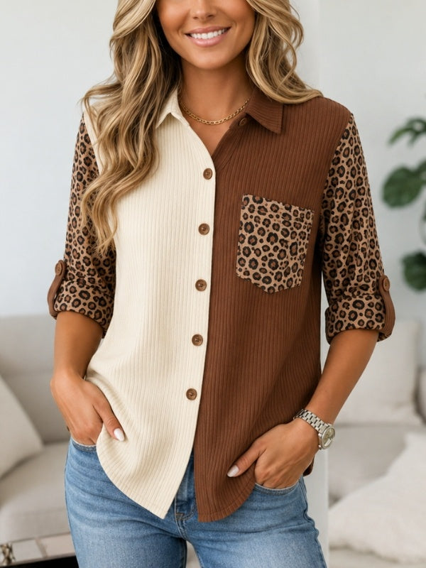 Leopard Patchwork Tunic Shirt