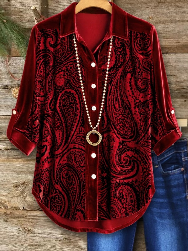 Paisley Print Velvet Flowy Tunic