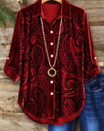 Paisley Print Velvet Flowy Tunic