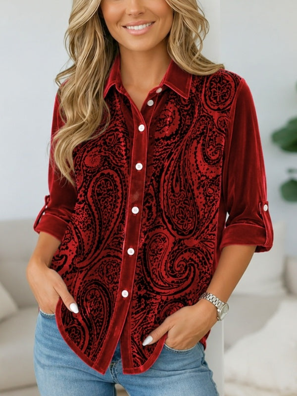 Paisley Print Velvet Flowy Tunic