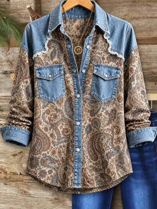 Paisley Patchwork Denim Shirt