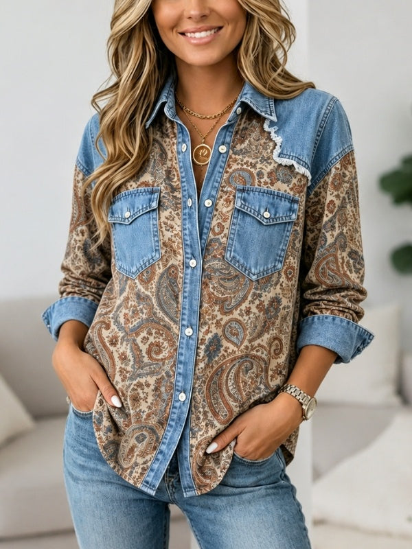 Paisley Patchwork Denim Shirt