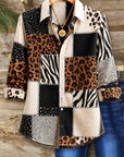 Animal Print Patchwork Tunic Shirt