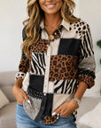 Animal Print Patchwork Tunic Shirt