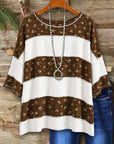 Floral Print Patchwork Half-Sleeve Top
