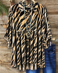 Zebra Print Velvet Button Babydoll Tunic