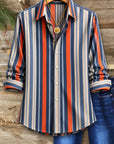 Striped Button-Up Collared Shirt