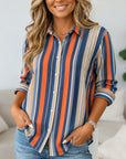 Striped Button-Up Collared Shirt