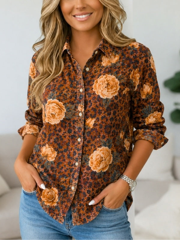 Floral Print Leopard Button-Up Shirt