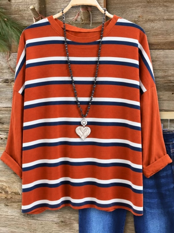 Striped Crew Neck Relaxed Top