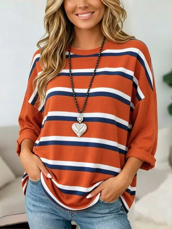 Striped Crew Neck Relaxed Top