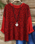 Leopard Print Contrast Sleeve Relaxed Top