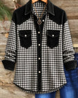 Gingham Corduroy Patchwork Western Shirt