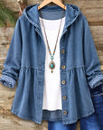 Denim Hooded Babydoll Button Jacket
