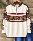 Leopard Patchwork Quarter-Zip Sweatshirt
