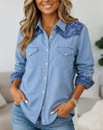 Paisley Patchwork Western Denim Shirt