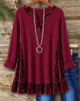 Velvet Patchwork Babydoll Tunic Top