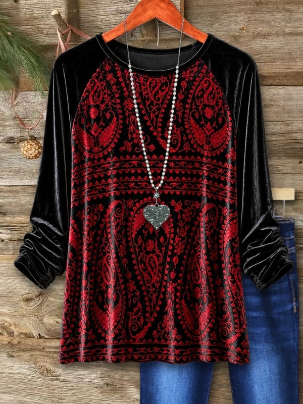 Paisley Print Long Sleeve Tunic Top