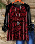 Paisley Print Long Sleeve Tunic Top