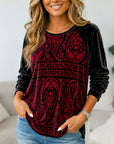 Paisley Print Long Sleeve Tunic Top