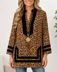 Leopard Print Velvet Trim V-Neck Tunic