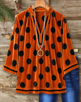 Polka Dot Velvet V-Neck Tunic Top
