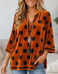 Polka Dot Velvet V-Neck Tunic Top