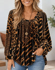 Leopard Patchwork Scoop Neck Velvet Top