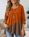 Leopard Patchwork Asymmetrical Tunic Top
