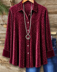 Abstract Print Velvet Button-Up Shirt
