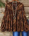 Paisley Print Velvet Babydoll Top