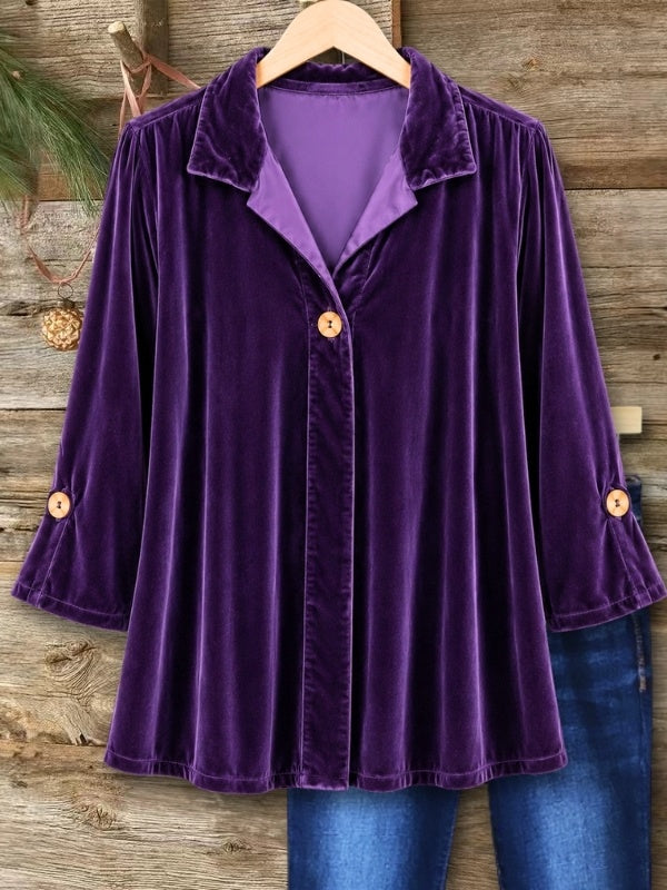 Velvet Collared Bell Sleeve Tunic