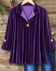 Velvet Collared Bell Sleeve Tunic