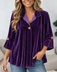 Velvet Collared Bell Sleeve Tunic