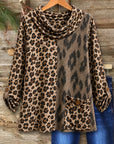 Leopard Patchwork Cowl Neck Tunic