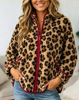 Leopard Print Sherpa Zip-Up Jacket
