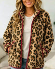 Leopard Print Sherpa Zip-Up Jacket