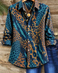 Abstract Animal Print Button Down Shirt