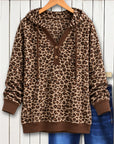 Leopard Print Henley Hoodie Tunic