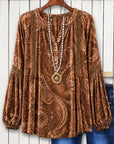 Paisley Print Babydoll Velvet Top