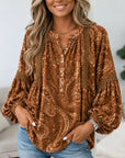 Paisley Print Babydoll Velvet Top