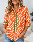 Wavy Stripe Button-Up Shirt