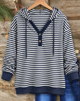 Striped Henley Hoodie Tunic